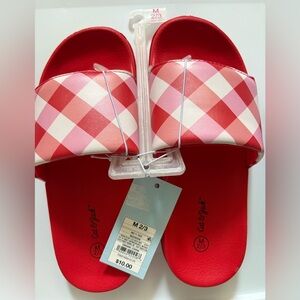 Cat & Jack Kids Red Checkered Slide Sandals